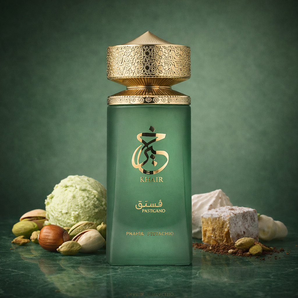 Khair Pistachio Paris Corner — EDP gourmand pistache vanille 100ml | Maison Emiratie